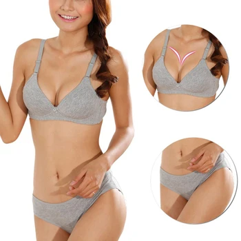 

Women Bra Sets Lingerie Girls No Rims Glossy Bras Underwear Push-Up Padded Cotton Brassiere + Panties