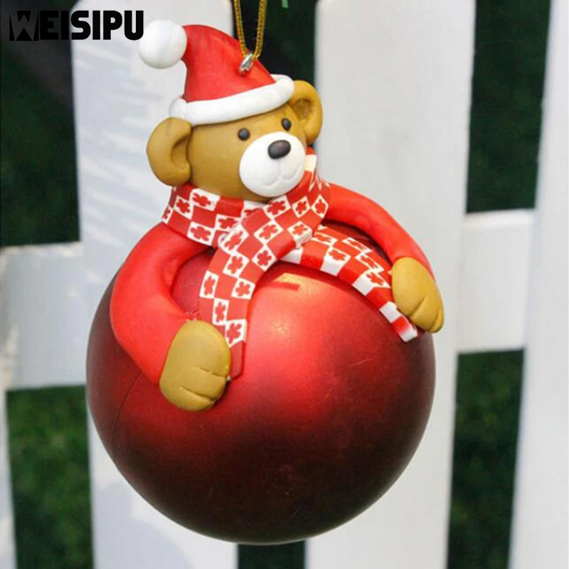 

1Pcs 7cm Christmas Tree Pendant Random Style Bear Santa Claus Snowman Ball Christmas Xmas Decor Party Decoration