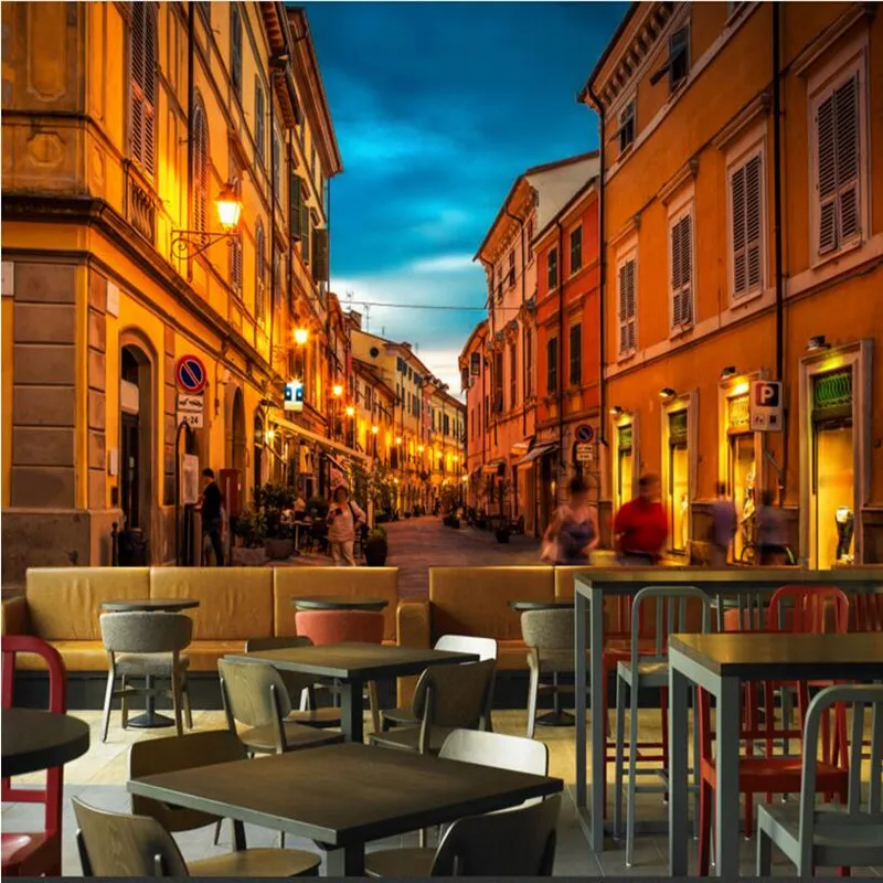

Customize 3D Wallpaper Luxury Wall Mural European France Romantic Town Night View Wall Paper Restaurant Bookstore 3D Wall Murals