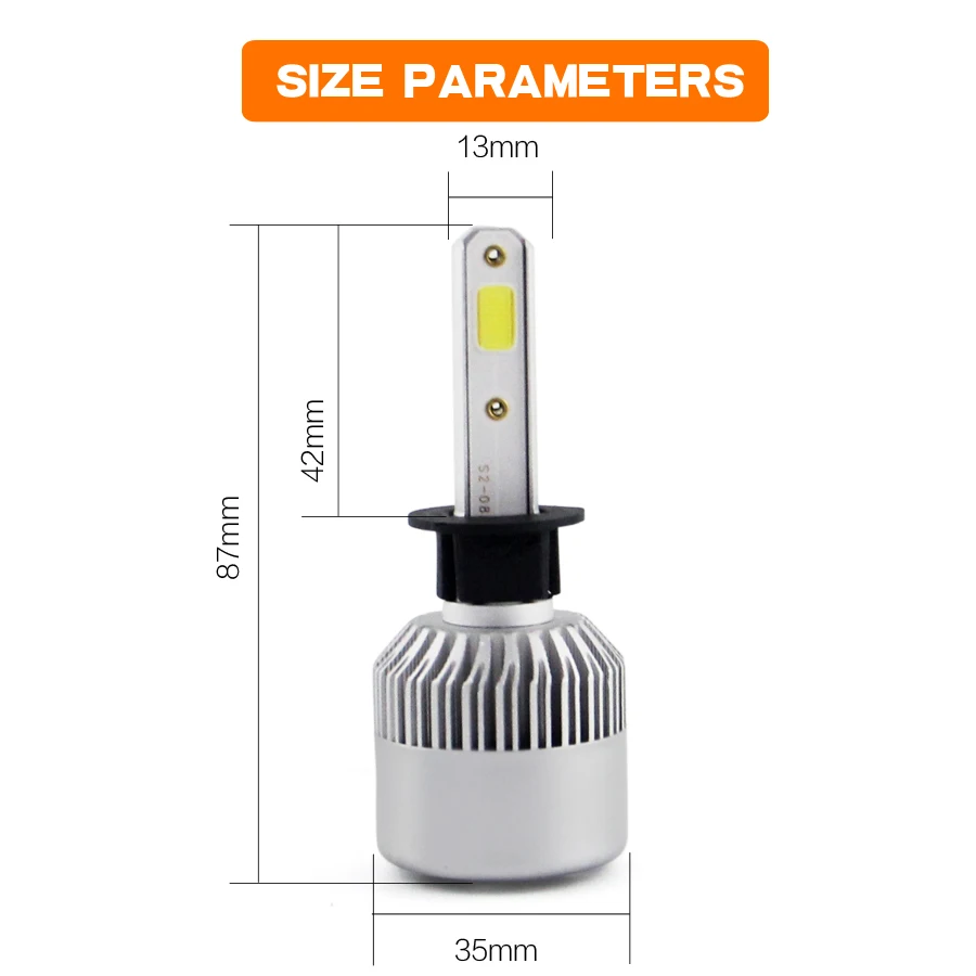 SHUOKE S2 самая яркая светодиодная лампа для фар h1 12 в 30 Вт 2.8A 3800Lm 1 пара встроенных светодиодных автомобильных фар