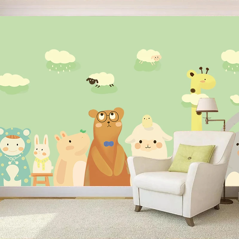 На заказ Детские фото обои мультфильм лев животные настенная живопись 3D Настенные обои детская комната гостиная домашний декор