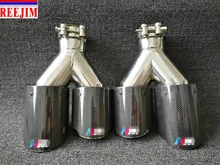 Em 2.5 “Out 3.5” /// M Logotipo de Aço inoxidável Ponta De Escape de Carbono para o carro-styling bico ponta de escape tubo de escape silenciador Akrapovic
