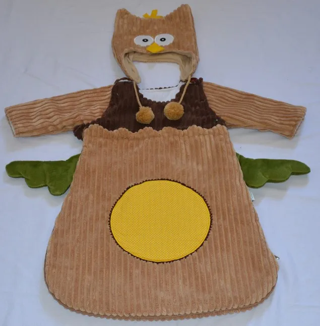 Модные унисекс для новорожденных зимние спальные мешки для мальчиков и девочек, спальные мешки с крышкой для младенцев, хлопковые анти-Типи конверт 60 см - Цвет: Khaki Owl