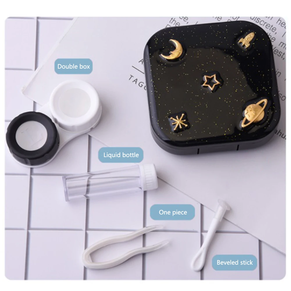 

Portable Case Kit Holder Box Tool set Moon Star Space with Mirror for Women