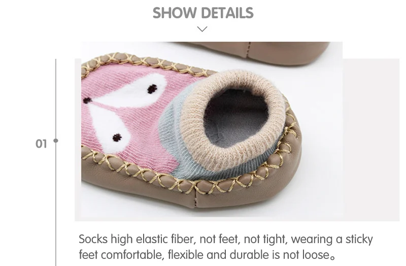 1 Pair Cartoon Shoe Socks For Baby Combed Cotton Anti Slip Floor Socks Leather Sole Towel Socks For Kids Infant Home Slippers (16)
