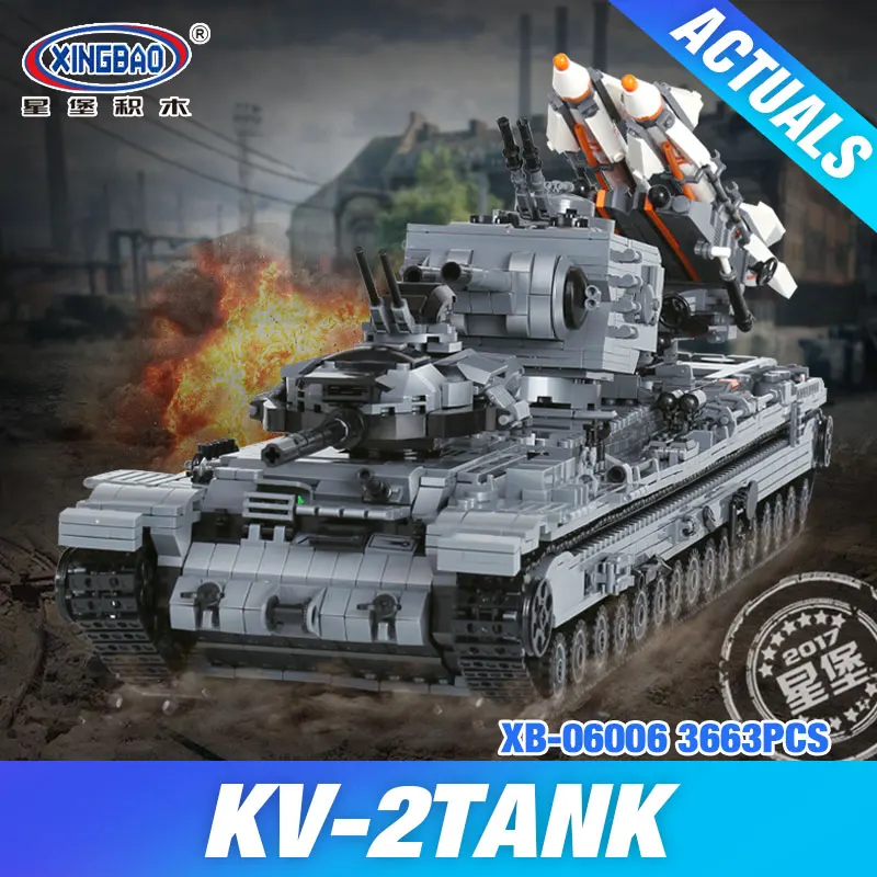 

XingBao 06006 Block 3663Pcs Creative MOC Military Series The KV-2 Tank Set children Educational Building Blocks Bricks Toys