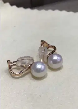 

free shipping elegant 8mm south sea round white pearl earring 14k
