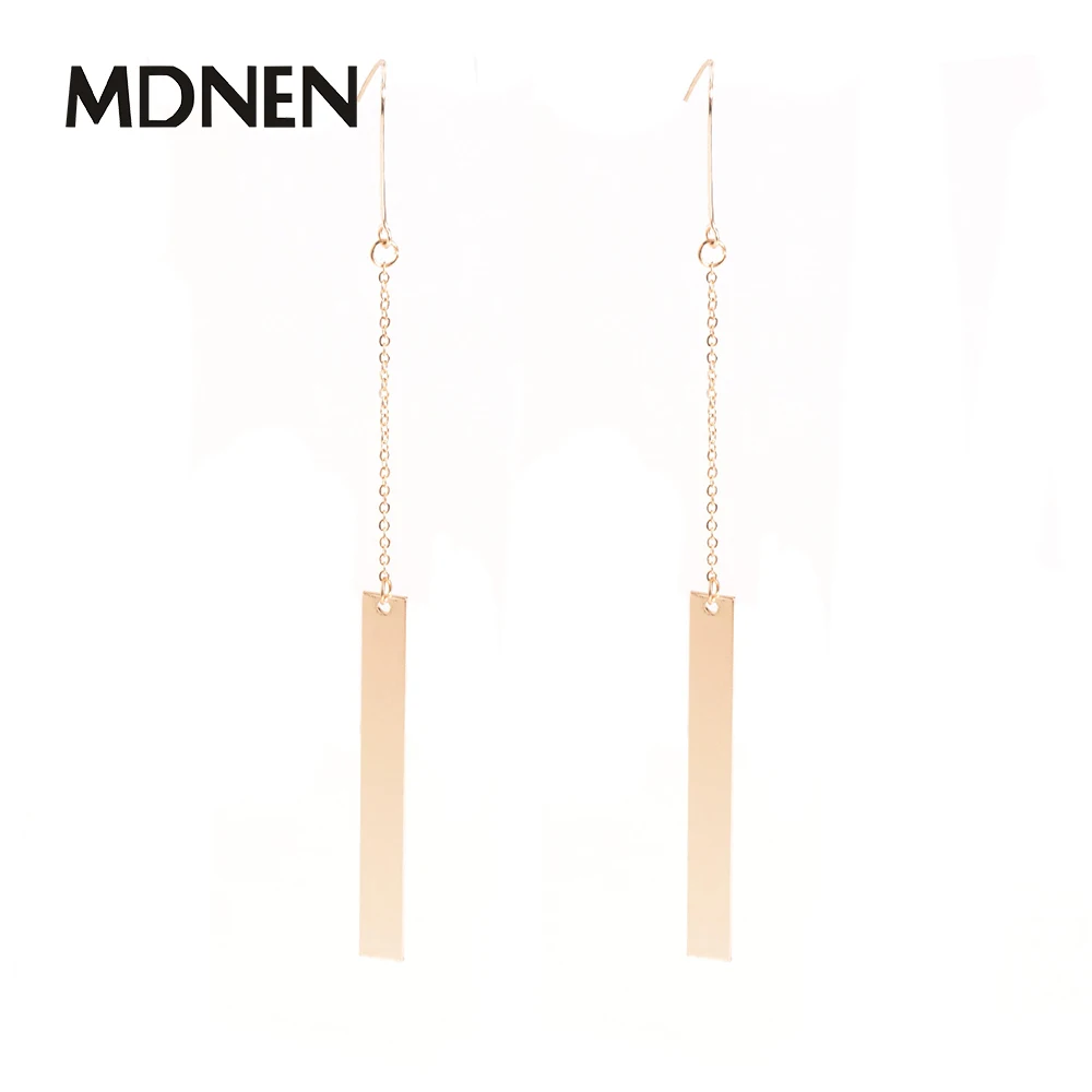 

Drop Earrings Elegance Rectangle Sharp Gold Silver Long Chain Tassel Simple Style OL Daily Jewelry For Women