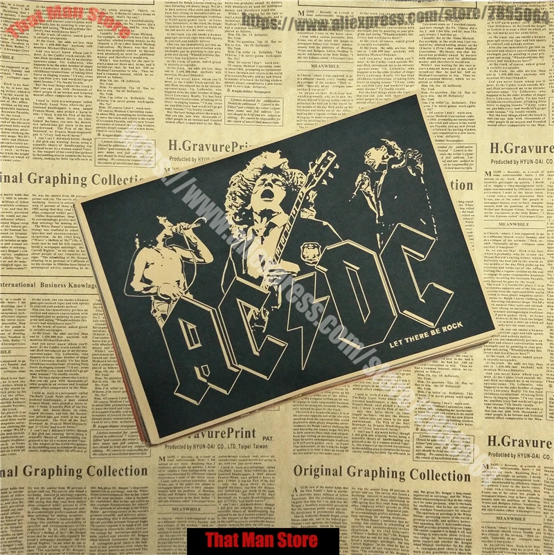 ВИНТАЖНЫЙ ПЛАКАТ ACDC крафт ретро старый рок-н-ролл Старый плакат евро и американская музыкальная команда звезда Ретро плакат