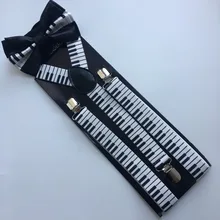 Модная Поставка мужских рояльных бабочок версия фортепиано печати взрослых ремни Три клип ремень подтяжки с зажимами