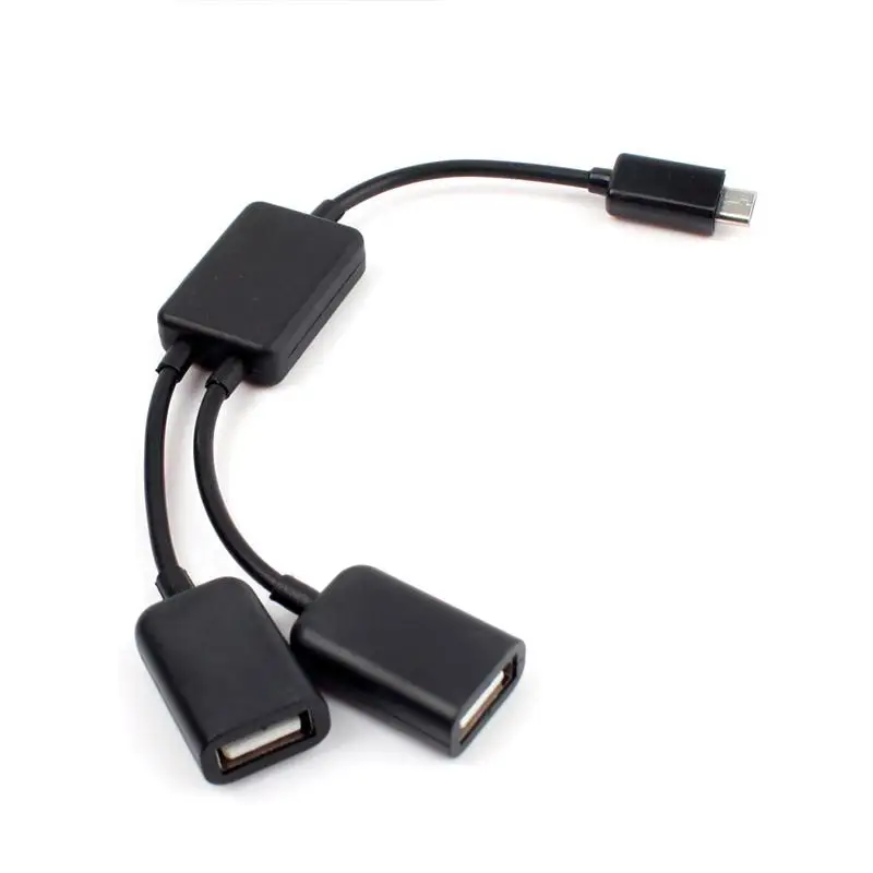 Горячая Распродажа двухпортовый концентратор микро-USB хост OTG адаптер кабель для