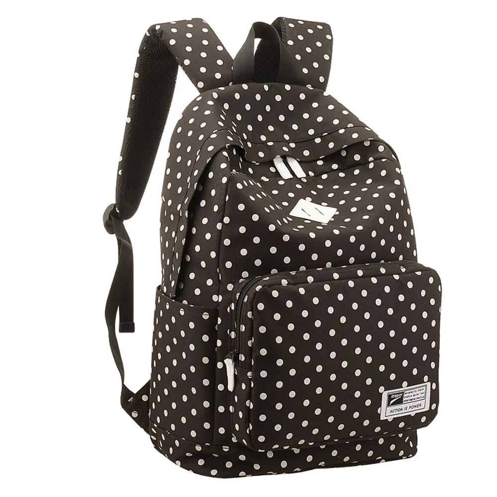 Bolsa feminina Модный женский холщовый рюкзак в горошек, школьная сумка через плечо, рюкзаки для путешествий, рюкзак для девочки-подростка - Цвет: AS SHOW