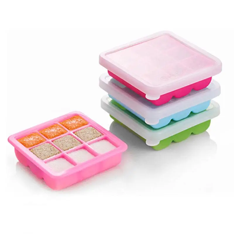 

8 Hole Silicone Baby Food Container Storage Box Infant Lattice Breast Milk Fruit Vegetable Storage Case Freezer Tray Crisper