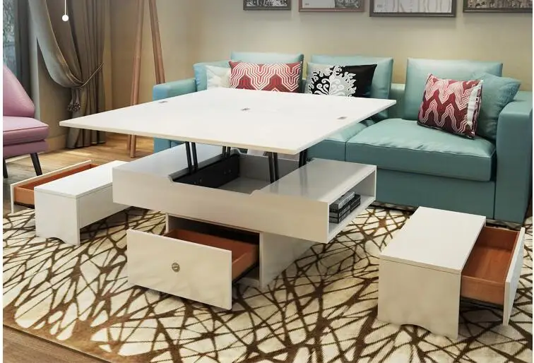 Multi-function folding table. Table and lift of the lacquer that bake toughened glass tea table