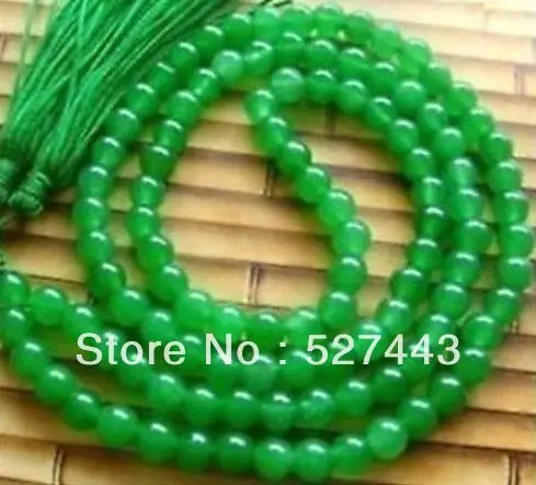 

Wholesale free shipping >>Tibet Buddhist 108 Green stone Beads Prayer Mala Necklac