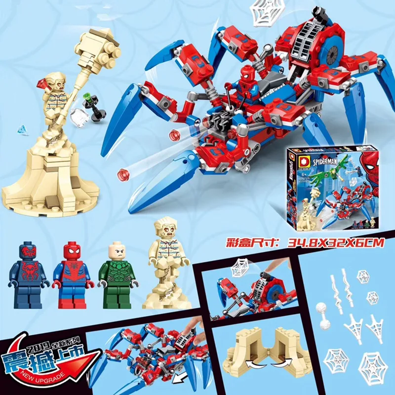 

marvel Avengers 4 Dc Spiderman Mech Vs Venom Model Set Building Blocks Toys For Children Legoings