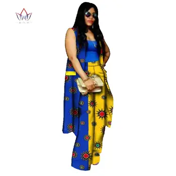 

Fashion African Print Pants for Women Plus Size African Sets Bazin Riche Casual Coat Clothing Brand Clothing Top and Pants WY618