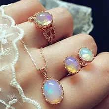 4pcs/ Set Dazzling Trend Jewelry Necklace Earrings Ring Wedding Crystal Sieraden Women Fashion Jewellery Set