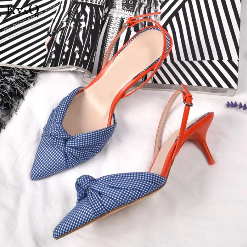 

2019 Summer New Ladies Korean Fashion Pointy Comfortable Baotou Stiletto Shallow Bow Casual Versatile High Heel Sandals 5-8cm