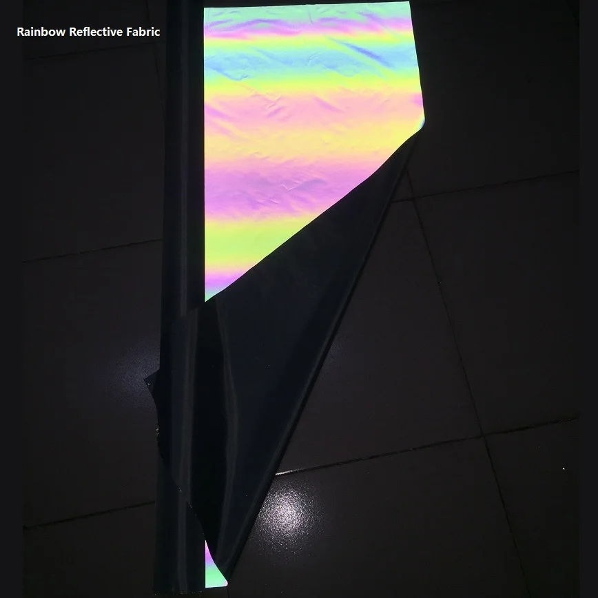 

140CM Width Iridescence Reflective Fashion Fluorescent Magic Color Cloth Variable Color Brilliant Reflecting Light Fiber Fabric