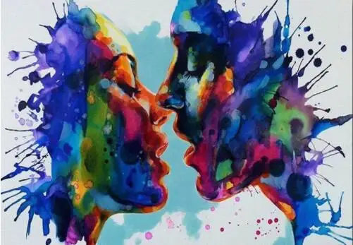 

Newest DIY 5d Diamond Painting Couple Kiss cross stitch kits Mosaic Embroidery crystal Resin Craft Abstract lovers Home Decor