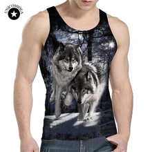 Летняя мужская майка, повседневная майка, 3d принт волка, без рукавов, футболка Топы для фитнеса, уличная одежда, хип-хоп майка, топы, Прямая поставка