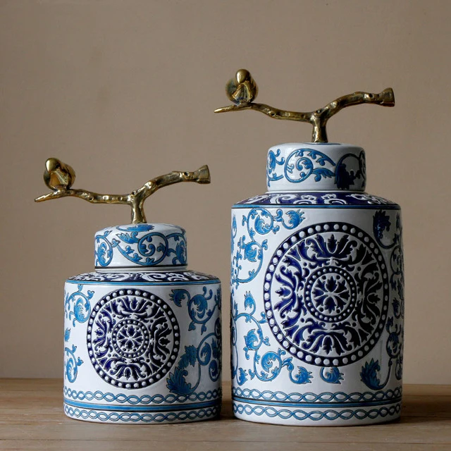 

Home jingdezhen ceramic fashion round tin copper decoration ceramic decoration entranceway porcelain