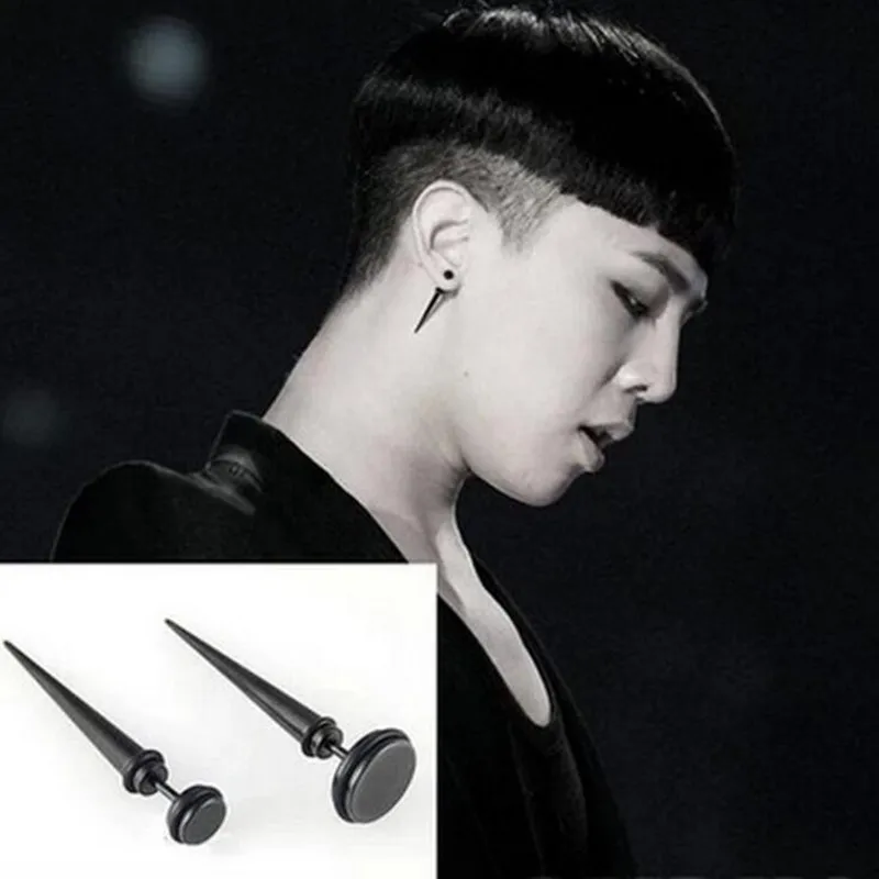 

2pcs/lot G-Dragon k-pop BIGBANG G-Dragon GD TOP one of a kind Black long needle tip wafer Men or Women Stud earrings
