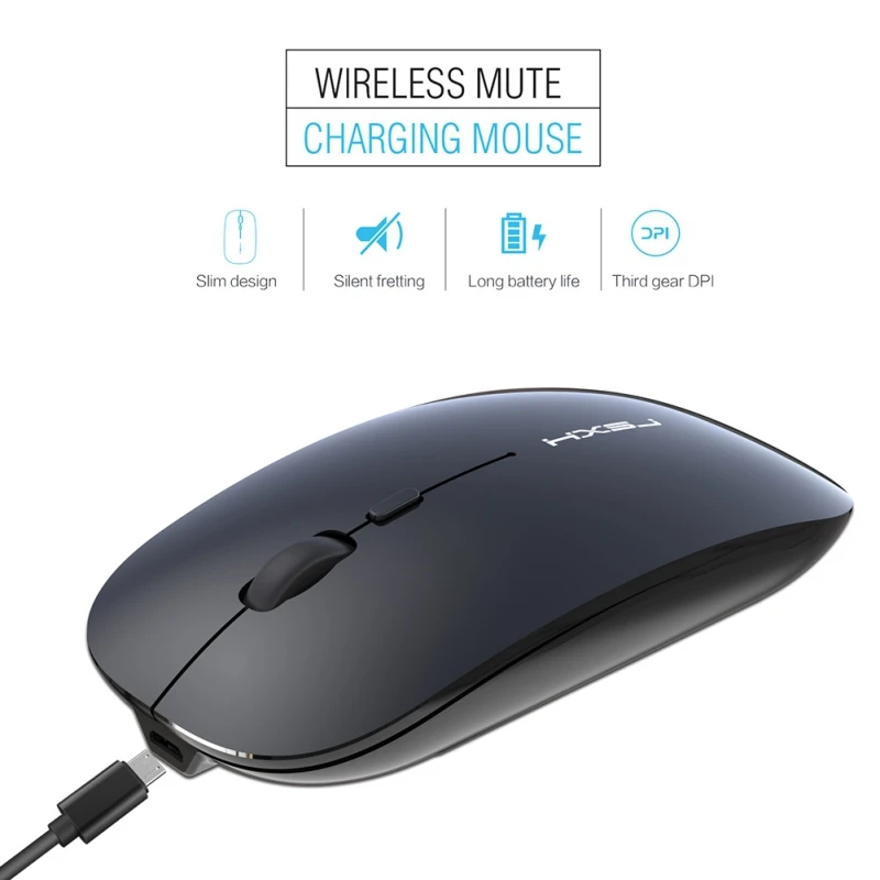 Ultra-thin Optical 2.4GHz Ergonomic Mouse Quiet Wireless Adjustable Rechargeable Quie For Laptop Computer Mice | Компьютеры и офис