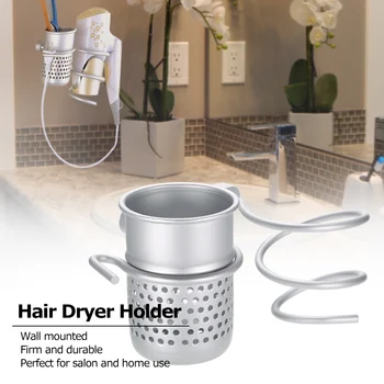 

Aluminum Wall Mounted Hair Dryer Holder Hairbrush Container Hanger Bathroom Hair Dryer Rack Comb Space Storage Shelf Organizer