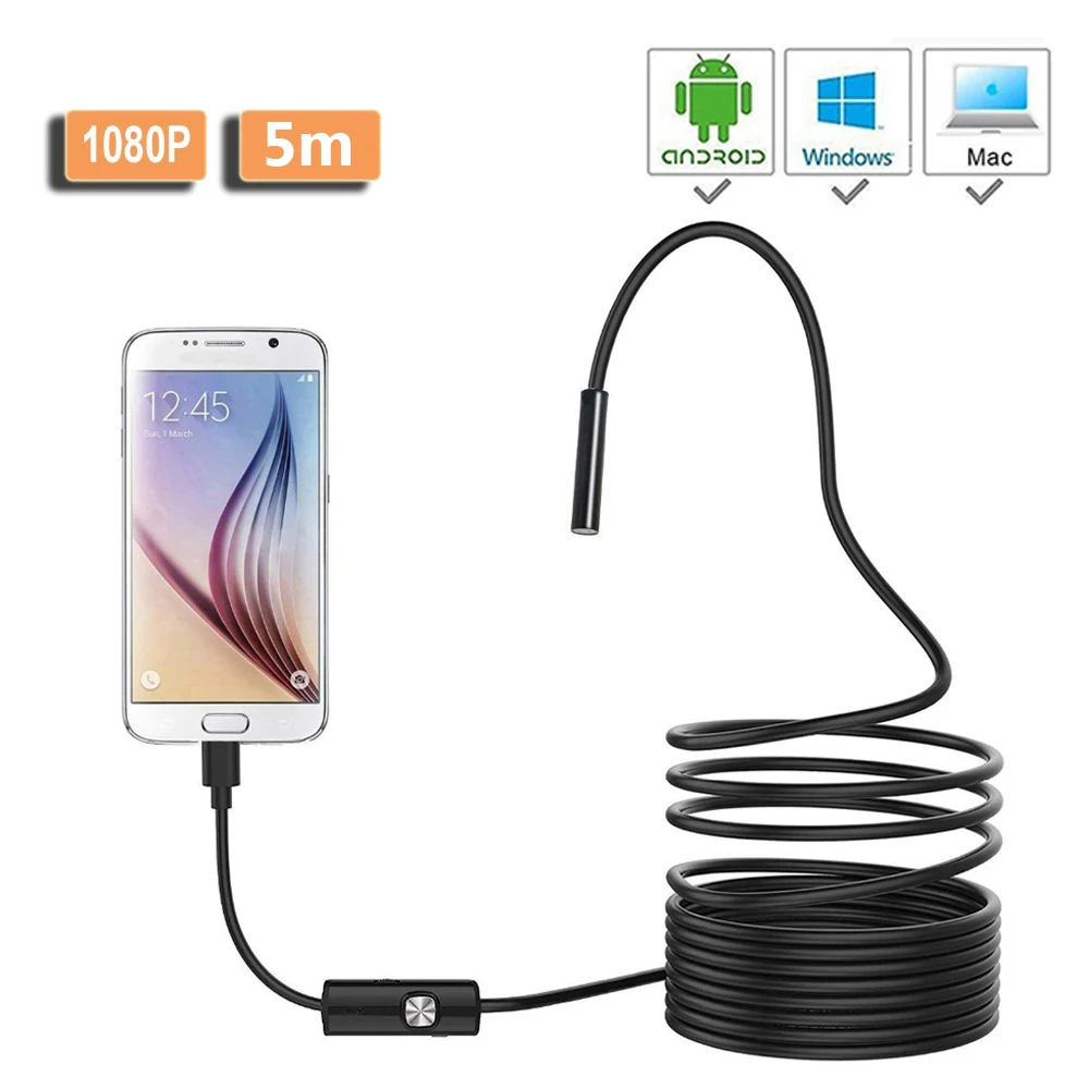 USB-эндоскоп с камерой 8 мм 2 м 1080P светодиодов | Инструменты