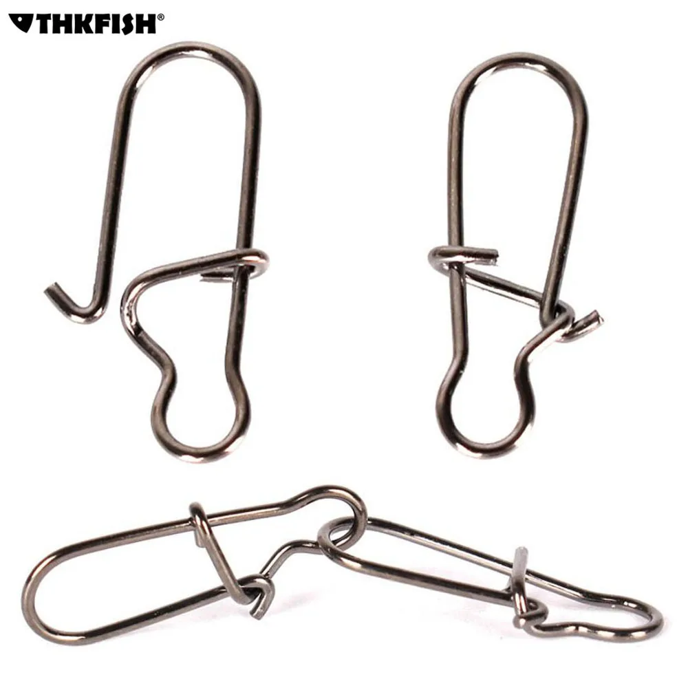 

THKFISH 100Pcs/Lot Duo-lock Fishing Snap High Strength Stainless Steel Duo Lock Snaps Fishing Line Connector Fishing Accessories