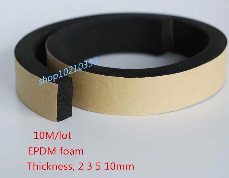 

10M Self Adhesive Square Doors and Windows EPDM Foam Seal Strip Soundproofing Collision Avoidance Rubber Seal thickness 2 3 5mm