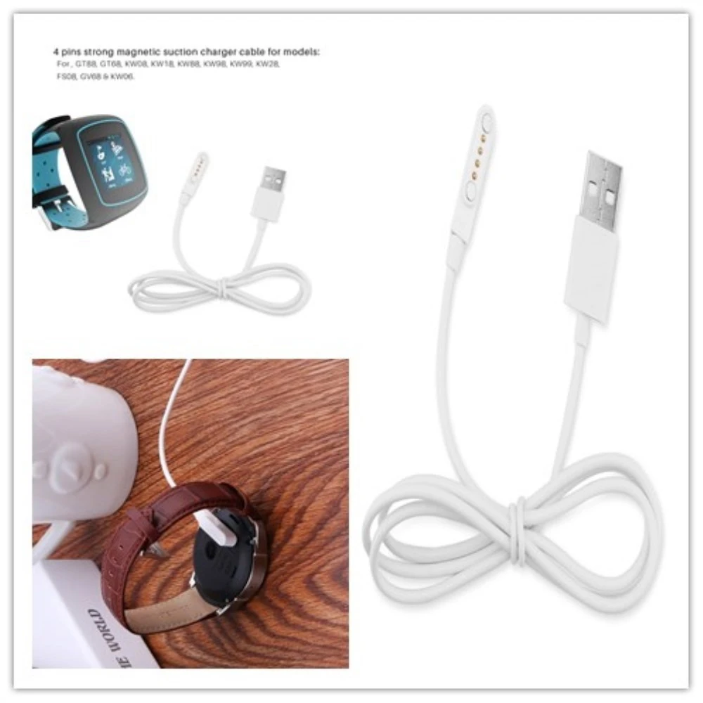 

Magnetic Charging Cable USB 4 Pin Smart Watch Charger For KW28 FS08 GV68 Smart Watch