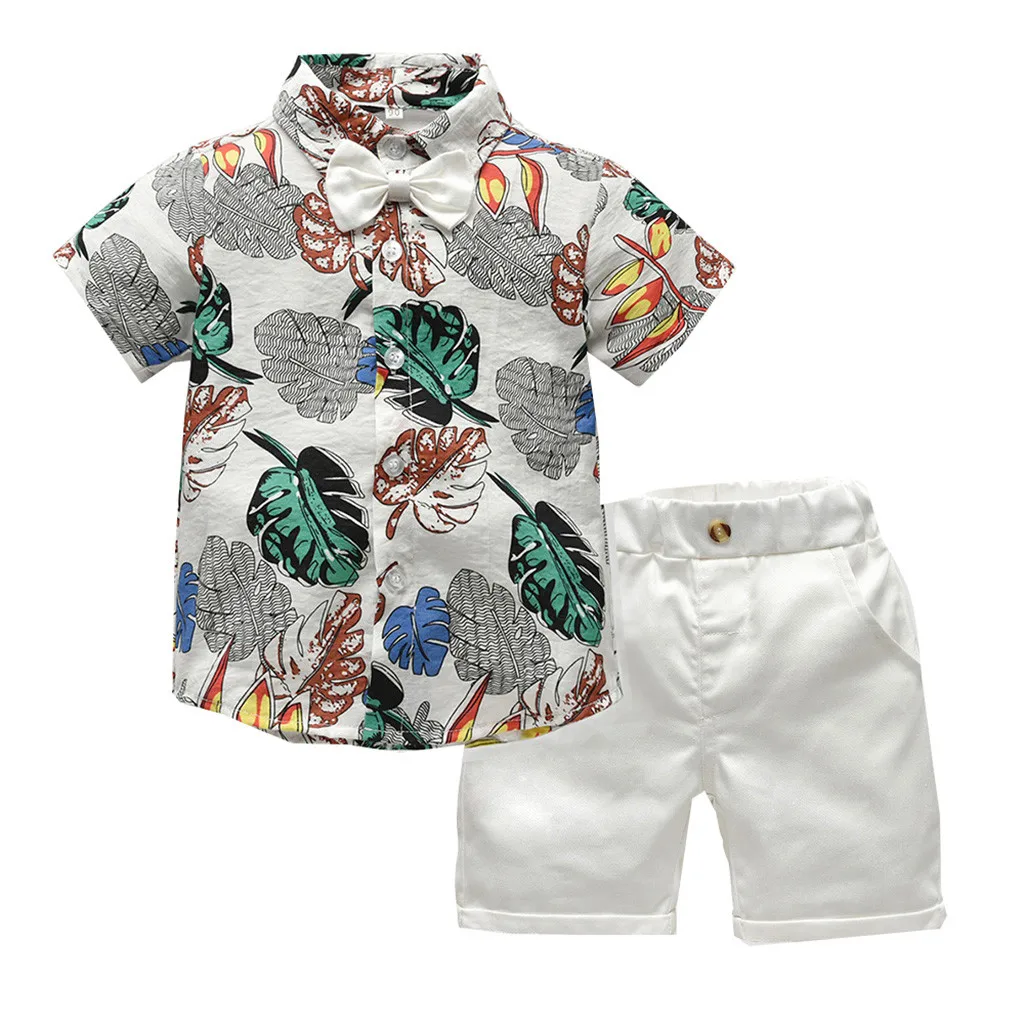 Roupa infantil/футболка с короткими рукавами и галстуком-бабочкой для маленьких мальчиков, футболка с листьями топ+ шорты, одежда для детей, Микки#06