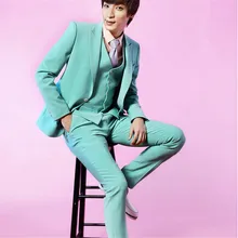 Новое поступление, мужской свадебный костюм, смокинги, мятные мужские костюмы для шафера, блейзер(пиджак+ брюки+ галстук+ жилет) B956