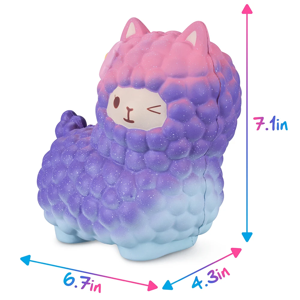 1 шт. Vlampo Jumbo Squishy Alpaca 7,1 ''Радуга и галактика Kawaii мягкие медленно поднимающиеся лучший подарок для ребенка