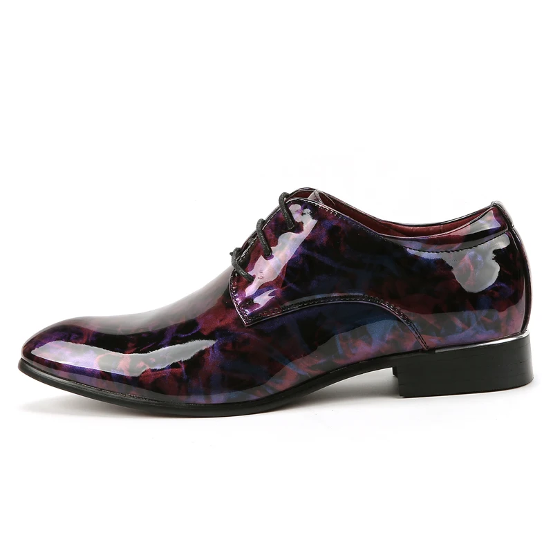 fashion camouflage men patent leather shoes mixed colors italian dress male footwear print flower wedding oxford shoes for men (1)