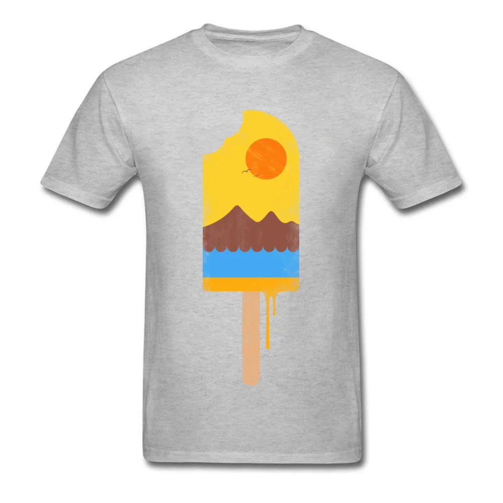Summer Natural Ice Cream Short Sleeve Tops Shirts Father Day O Neck Pure Cotton Men T-Shirt Street Clothing Shirt Prevailing Summer Natural Ice Cream grey