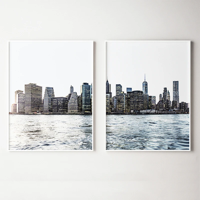 New York City Print, Set of 2, New York City Skyline, Urban Wall Art, Modern Minimalist, Large Printable Poster