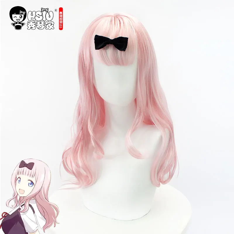 

HSIU New High Quality Fujiwara Chika Anime Kaguya-sama: Love is War Cosplay wig Halloween Pink Synthetic Hair Women Adult wigs.