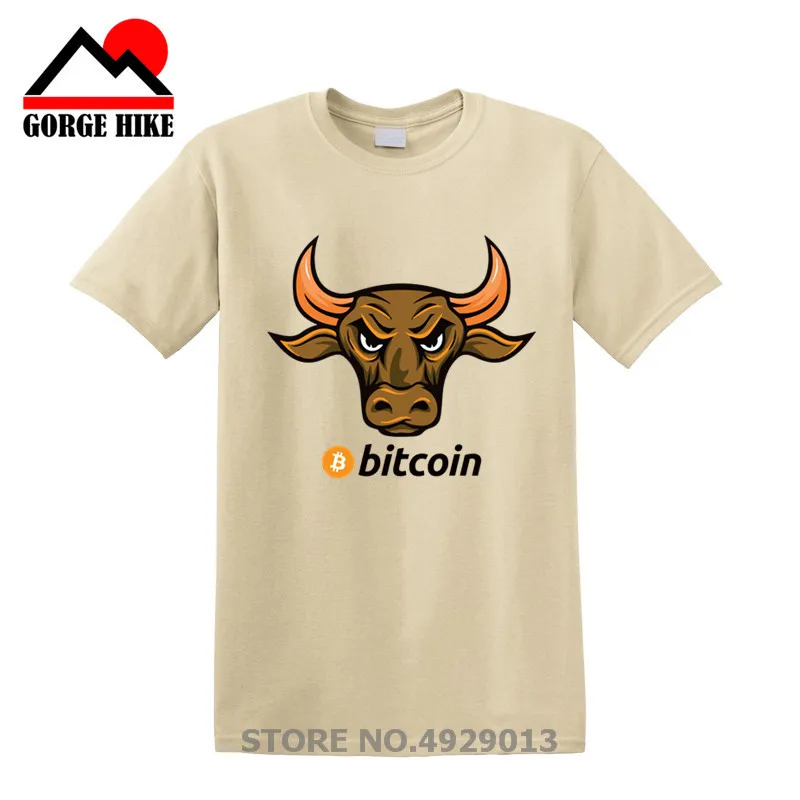 Golden Bull animal print Bitcoin T Shirts Men Crypto Coin Cryptocurrency Binary Bitcoin T-shirt hombres camisetas bit coin Tee