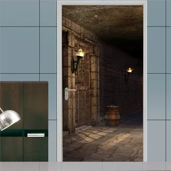 

2pcs/set Dungeon Fancy Door Decoration Stickers Peel and Sticker DIY Home Decor Door Mural Livingroom Bedroom Renovation Declas