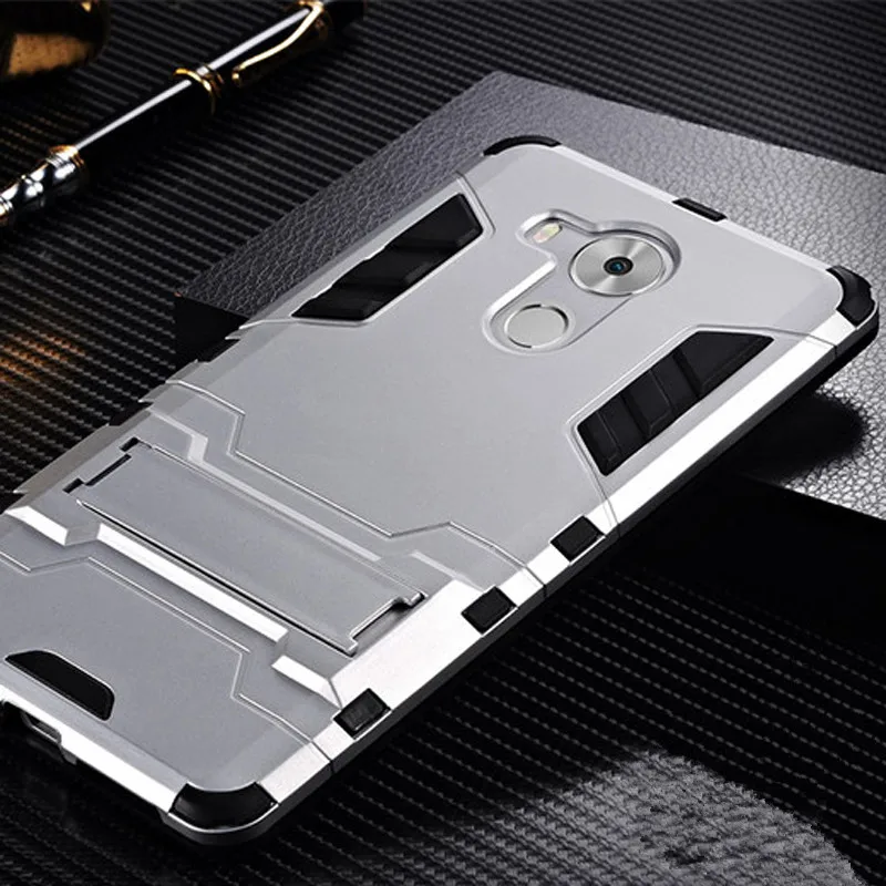 

Huawei Mate 8 Case ! Luxury Soft Silicon + PC Hard Armor Iron Man Case For Huawei Mate 8 Phone Anti-knock Back Cover With Stand