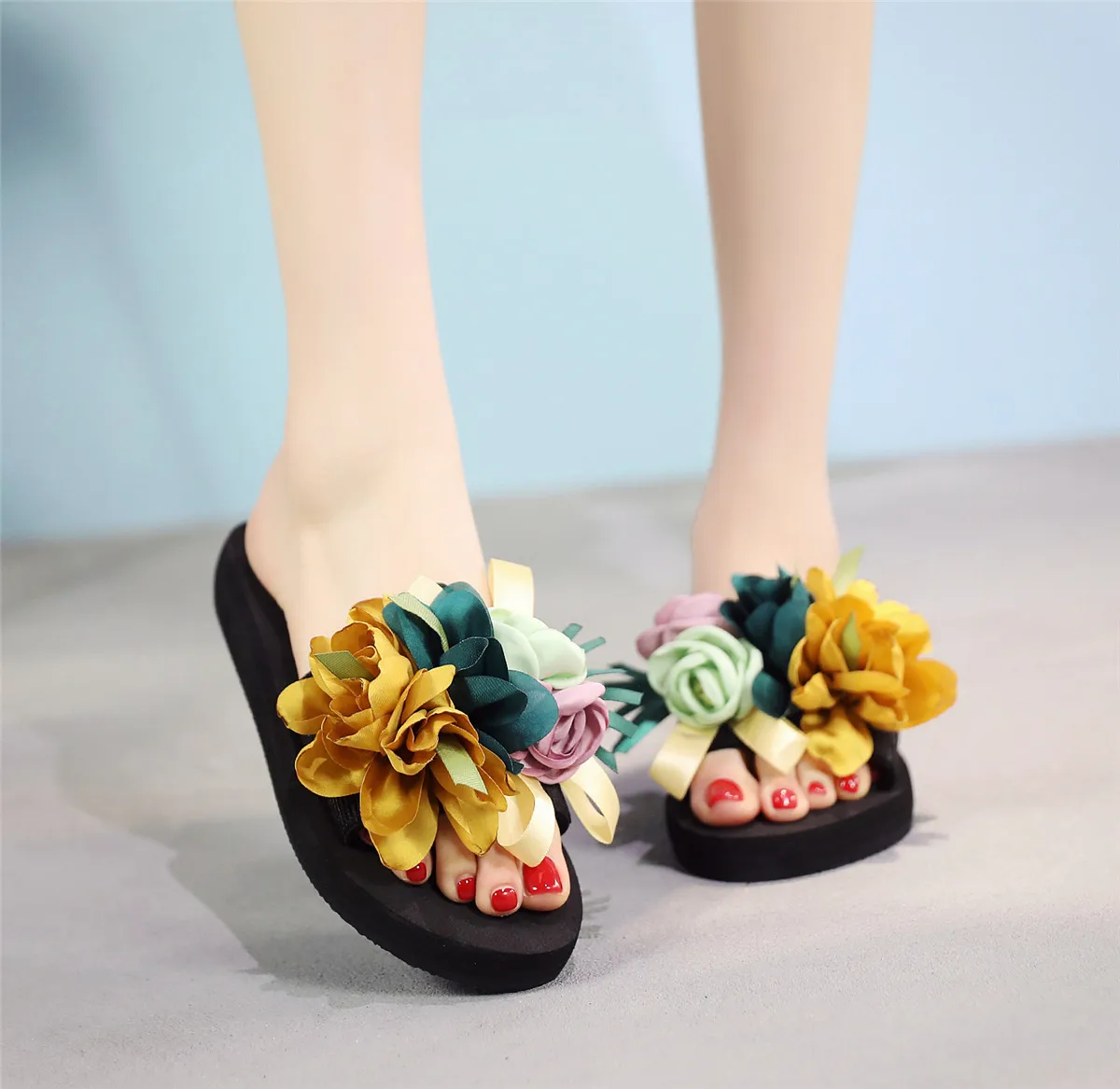 

Torridity Fashion Women's Slippers Flower -Slip Sandals Indoor Outdoor Thong Slippers -flops
