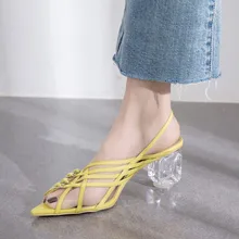 Г., летние модные сандалии с ремешками и пряжкой женская обувь на каблуке с острым носком и кристаллами