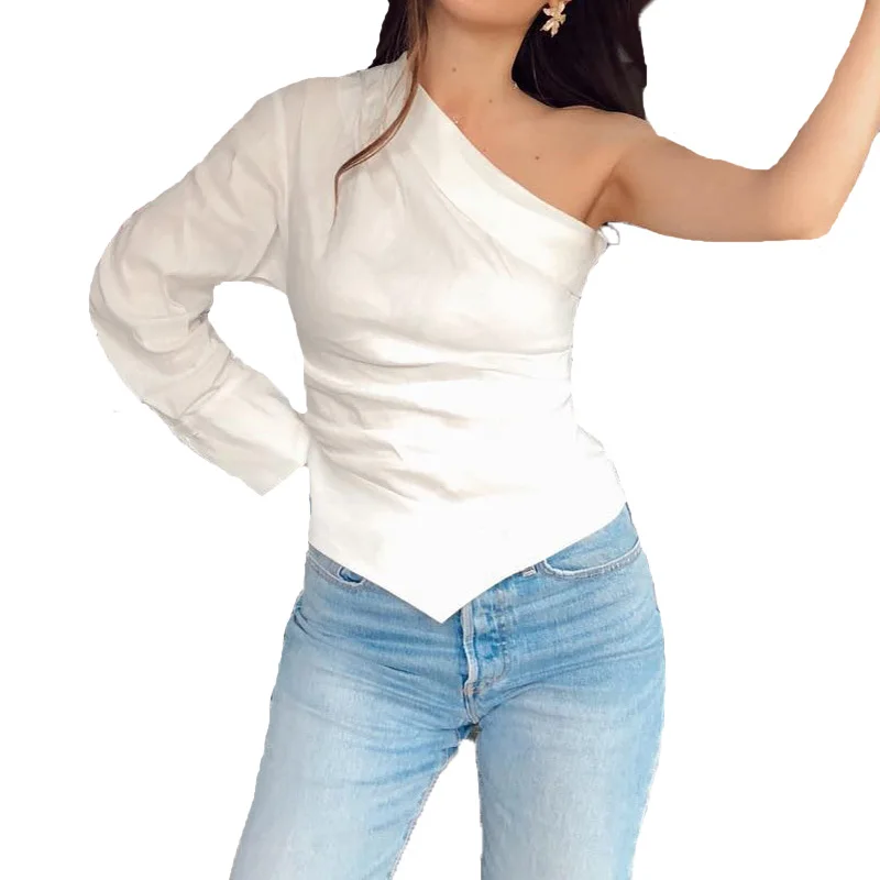 

Summer top casual women clothes 2019 off shoulder top white blouse women tops long sleeve shirts women