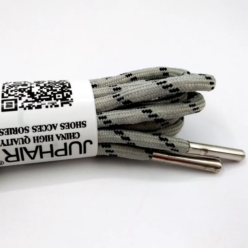 1-12 Pair Light Gray Black Outdoor Sport Casual Round Shoelaces Shoe Lace Boot Athletic Unisex Rope Athletic Metal Head Shoelace