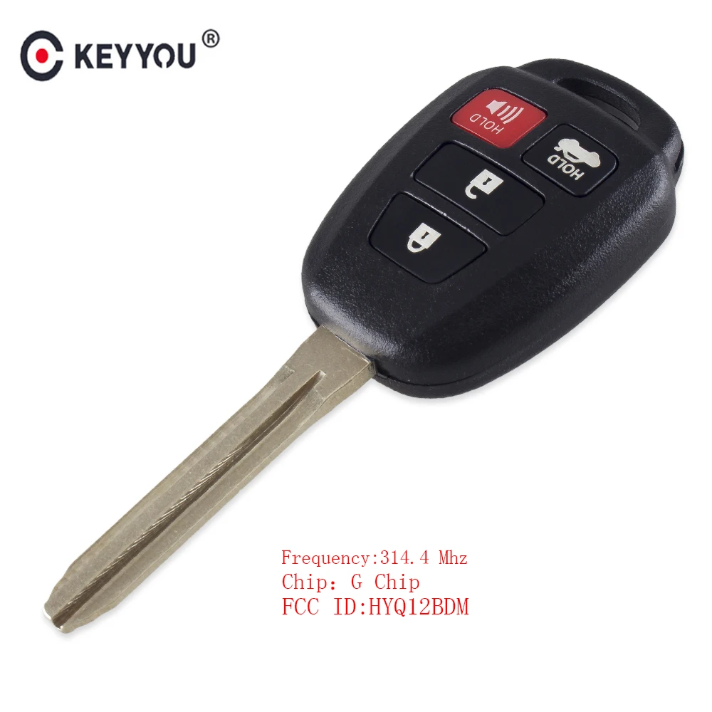 Запасная деталь KEYYOU с 4 кнопками для Toyota Camry Corolla 2012 2013 2014 2015 HYQ12BDM оригинальный ключ