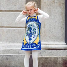 Vestidos/платье для девочек коллекция года, стильное рождественское платье для малышей с цветами и будуарное платье Enfant, Детские платья для девочек, одежда